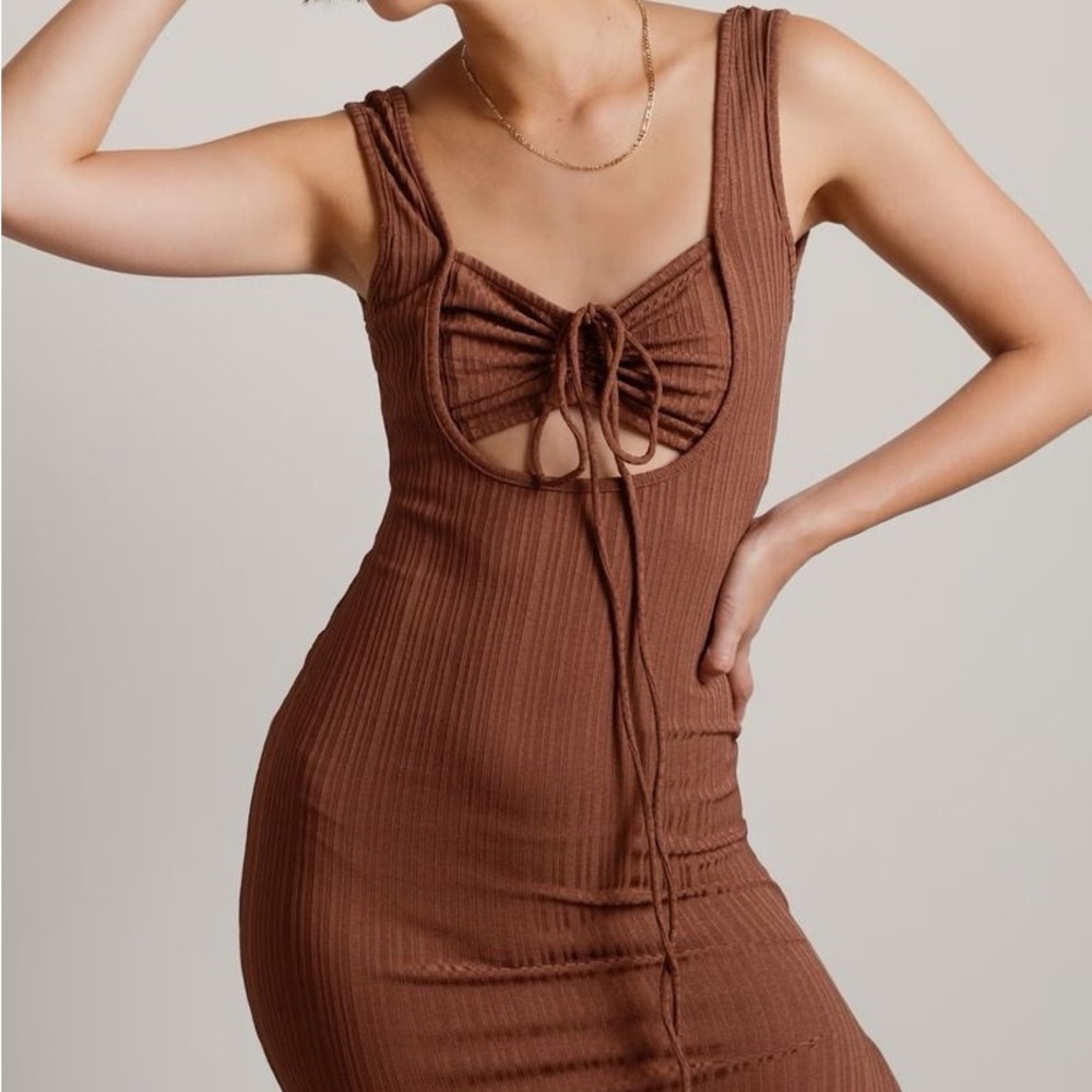 Beige Botany Brown Ribbed Texture Sleeveless Maxi Dress. NWOT - Picture 3 of 4
